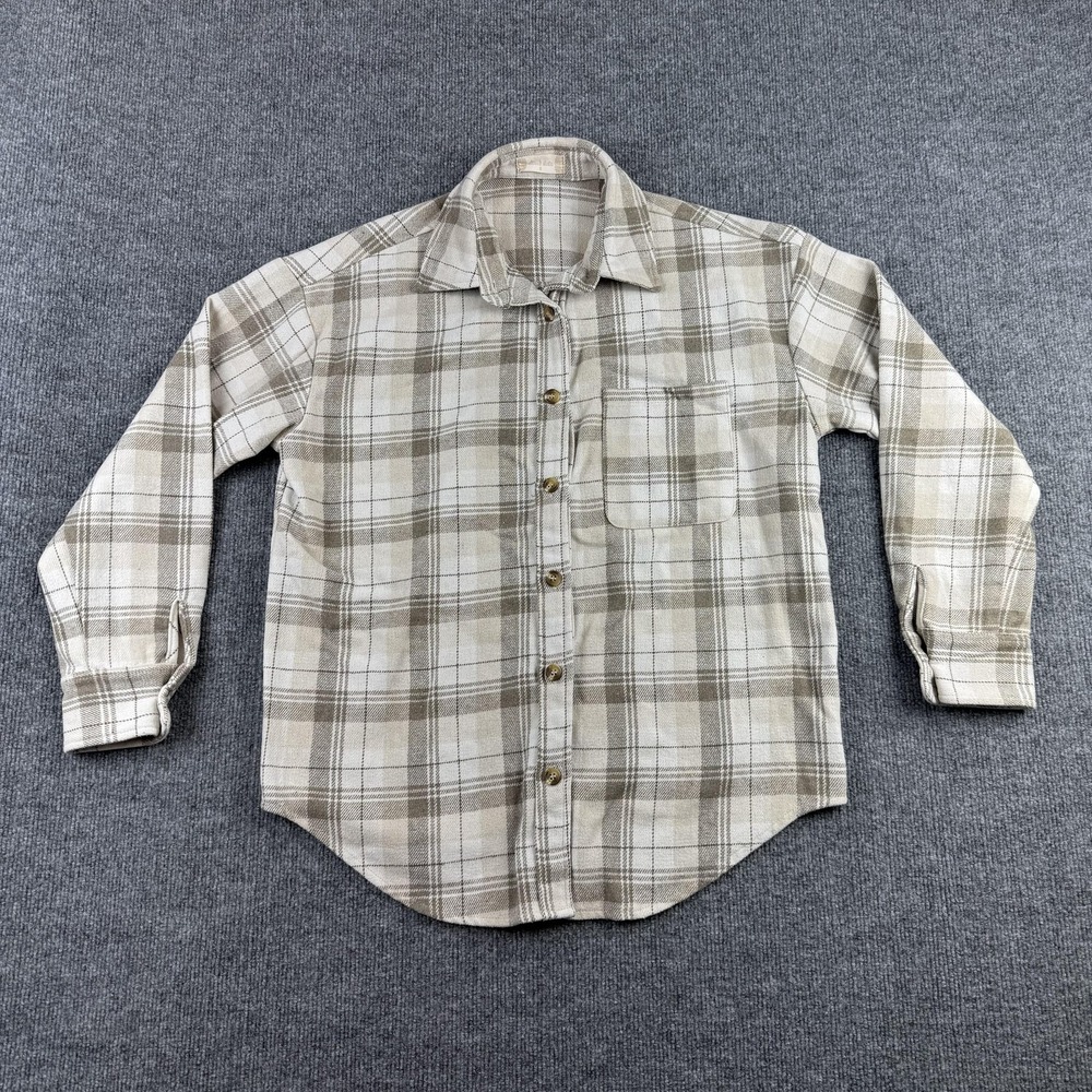 Alter'd State Shirt Womens Small Beige Plaid Flannel Button Up Casual Top